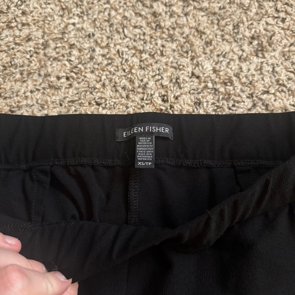 Eileen Fisher Black Straight Pant with Stretch Elastic Waistband Womens Size XS - Picture 10 of 12